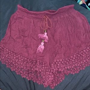 maroon flowy shorts